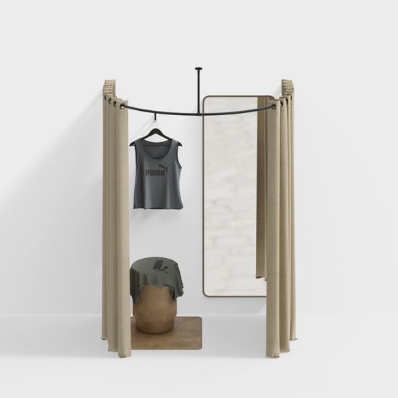 Modern Minimalist Clothing Display Rack 3D model
