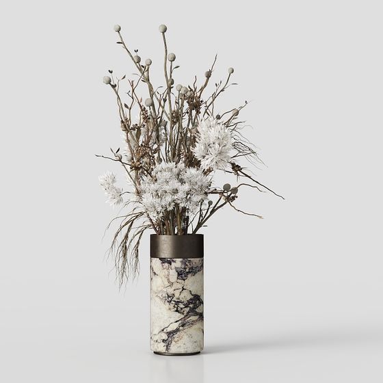 Winter Vase Low-Poly High-Detail 3D Model