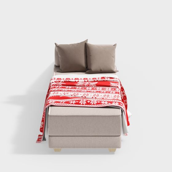 Cozy Low-Poly Bed 3D model for Winter Interior