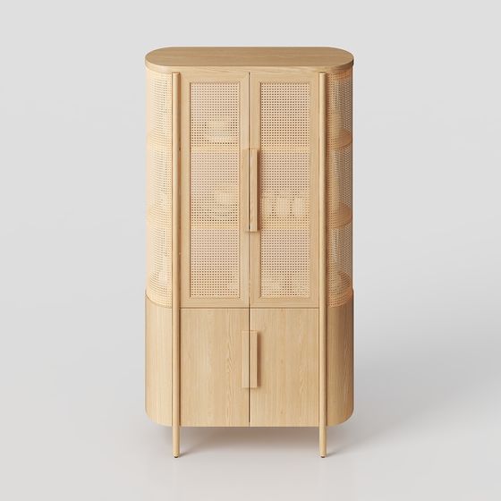 Elegant Rattan Cabinet 3D model for Modern Interiors