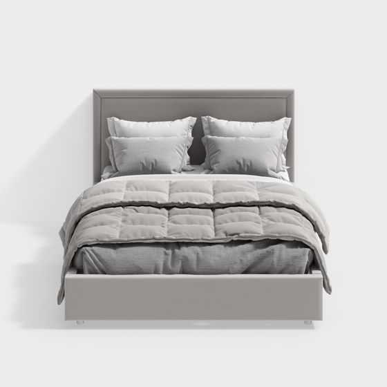 Sleek Minimalist Bed 3D model for Contemporary Spaces