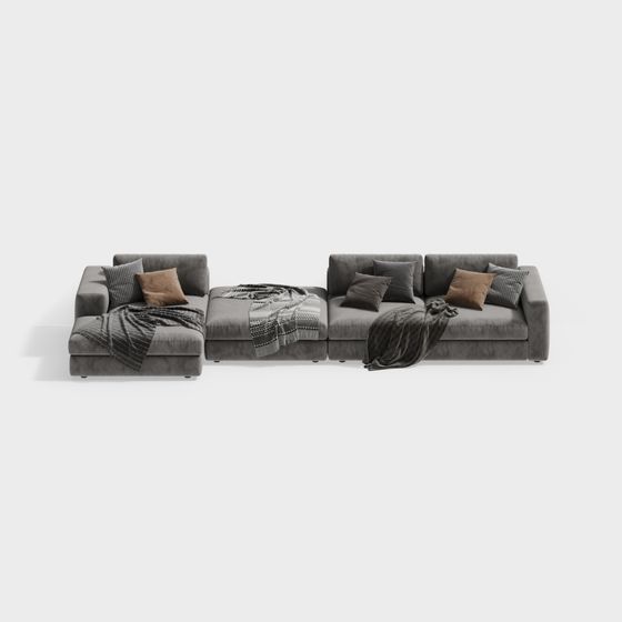 Stylish Low Poly Sofa 3D model for Modern Interiors