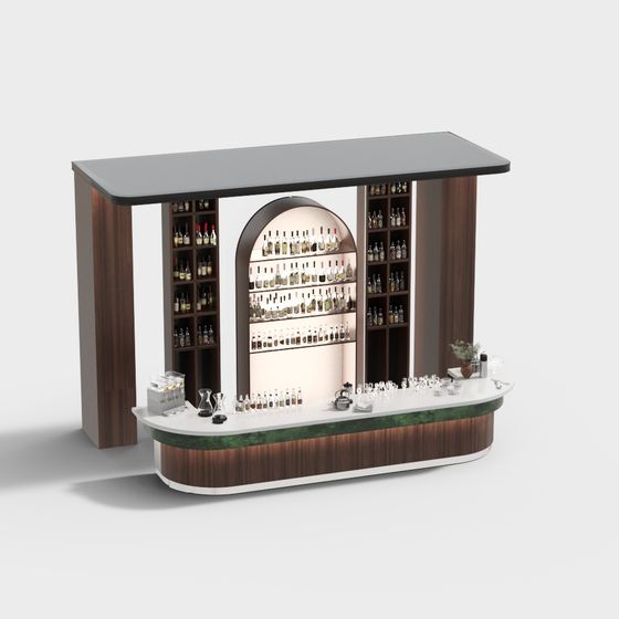 Stylish Low-Poly Bar Counter 3D model