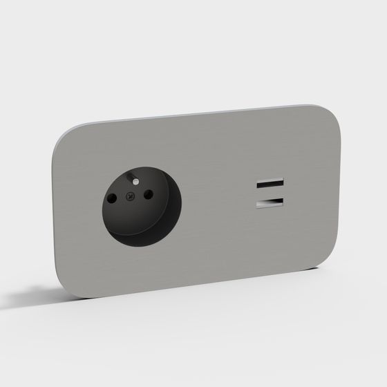 Sleek Gray Metal Socket 3D model