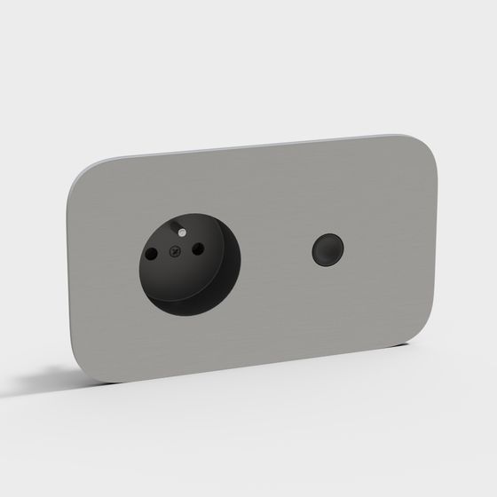 Minimalist Gray Electrical Socket 3D model for Modern Designs