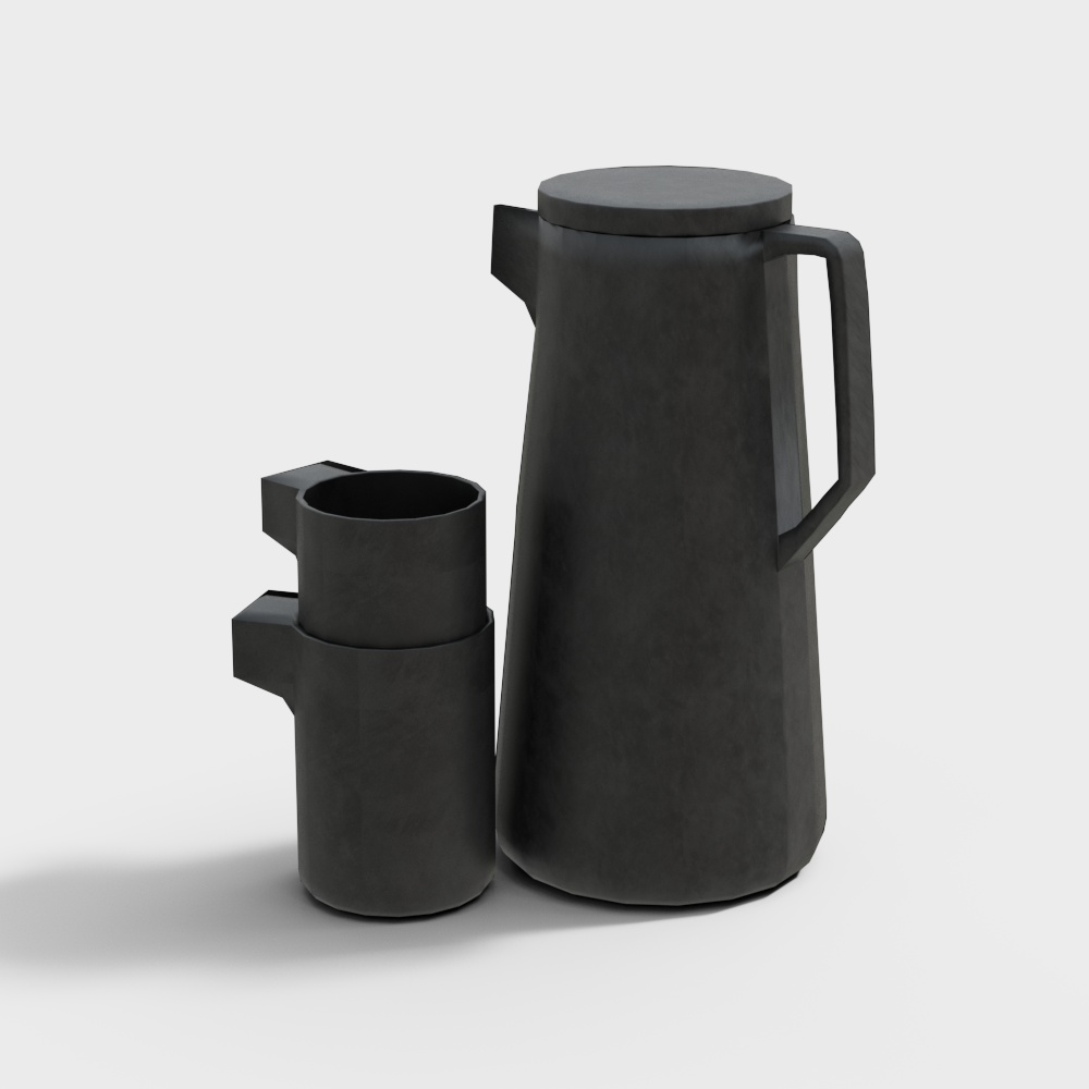 Concrete Kettle Set 3D model