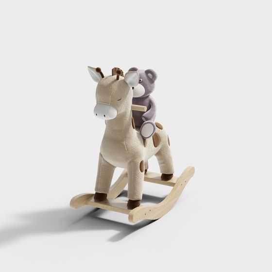 Cute Bear and Zebra Rocking Horse 3D model