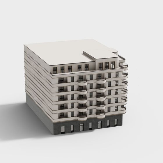 Modern Low-Poly Apartment Building 3D model