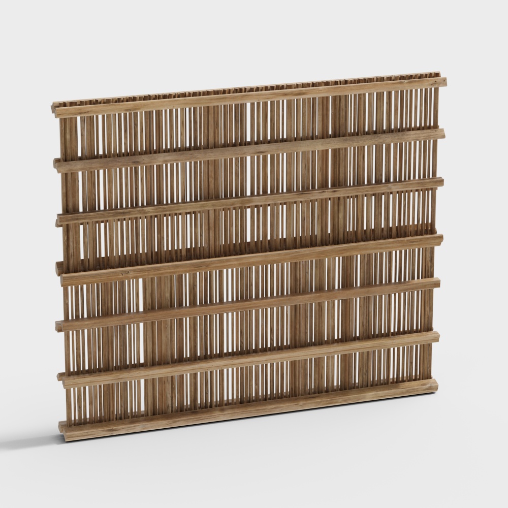 Stylish Low-Polygon Wooden Fence 3D model