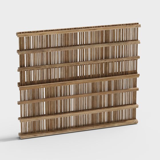 Stylish Low-Polygon Wooden Fence 3D model