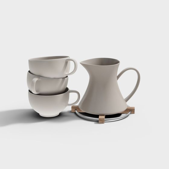 Sophisticated Teapot Set 3D model for Modern Spaces