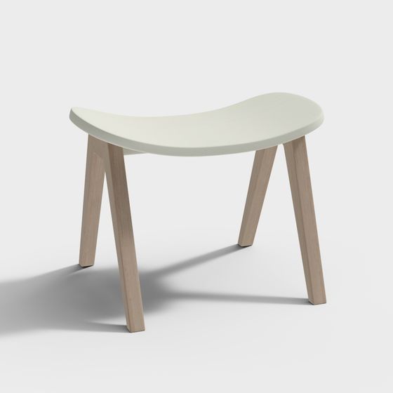 Sleek Wooden Stool 3D model