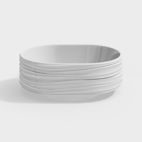Elegant Low-Poly White Bowl 3D model