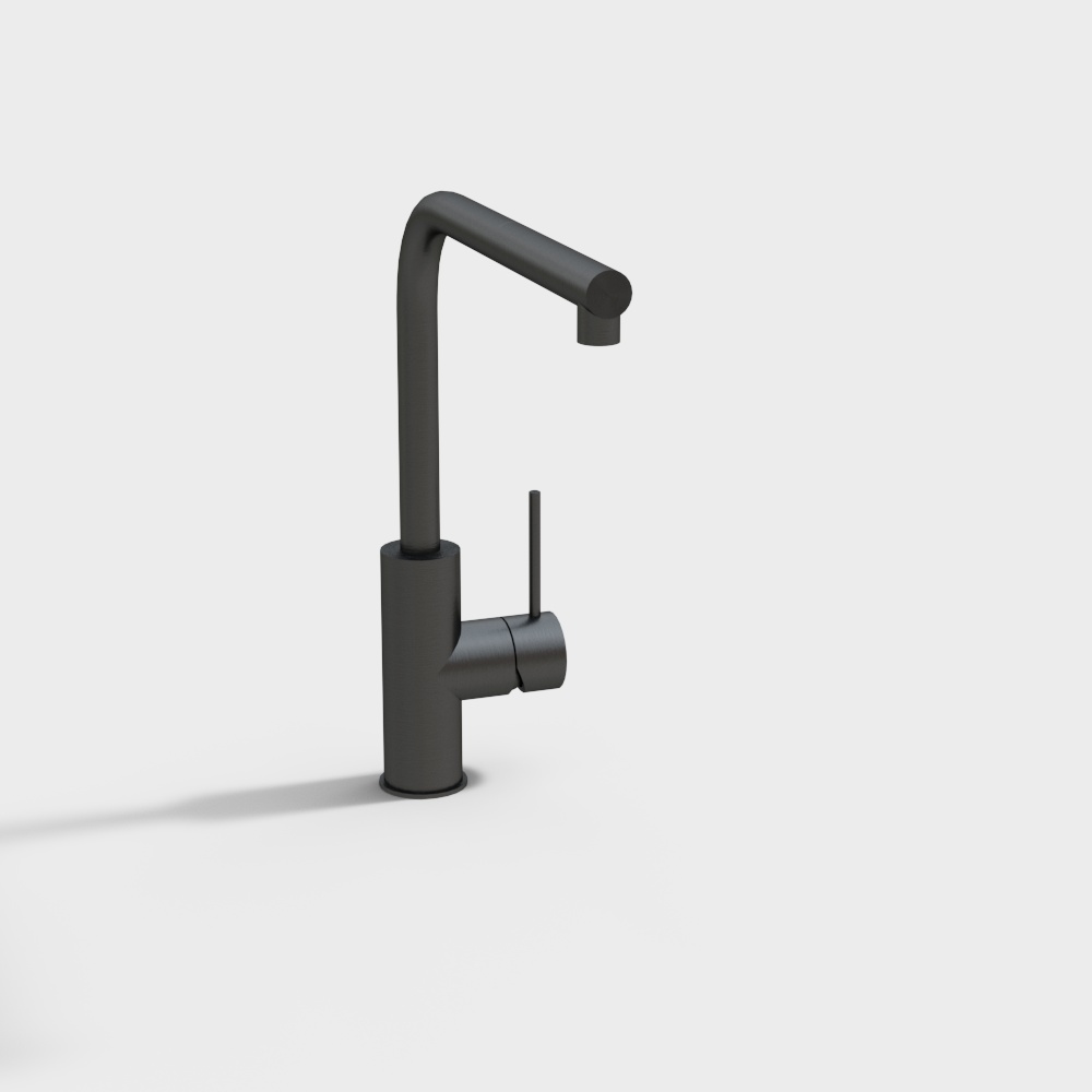 Minimalist Grey Metal Faucet 3D Model – Brushed Metal Design