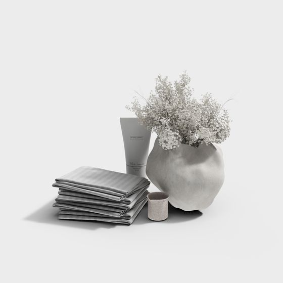 Elegant Low-Polygon 3D Model with Gray Tones