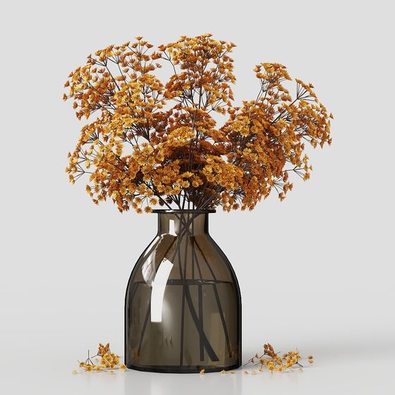 Autumn Vase Low Poly High Detail 3D Model