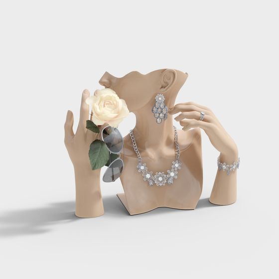 Elegant Low-Poly Jewelry Display 3D Model