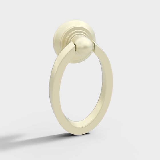 Elegant Golden Ring Pull Handle 3D model