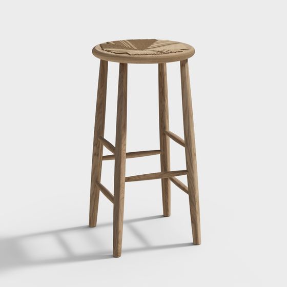 Wooden Bar Stool 3D model