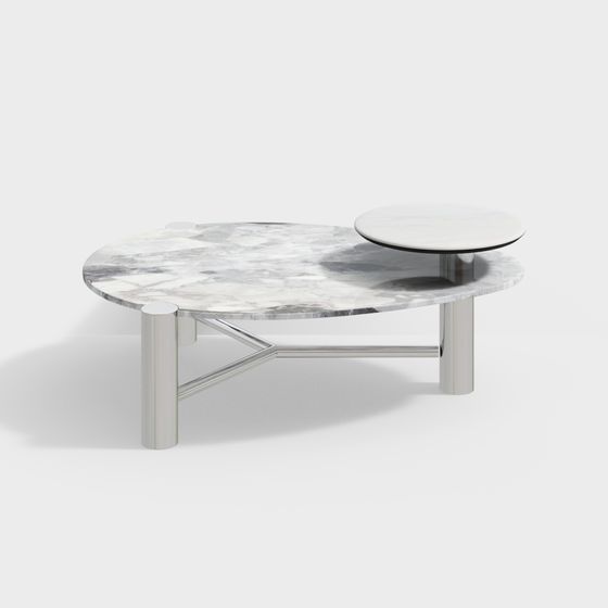 Urban Light Coffee Table 3D Model – Marble & Metal