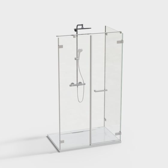 Stylish Low-Poly Shower Room 3D model