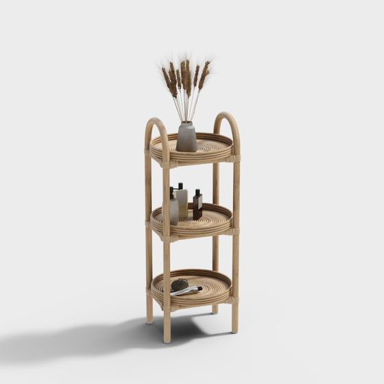Elegant Rattan Shelf 3D model Design