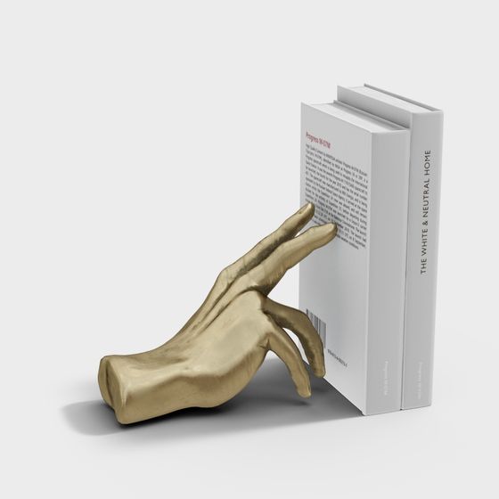 Stylish Golden Hand Bookend 3D Model for Creative Projects