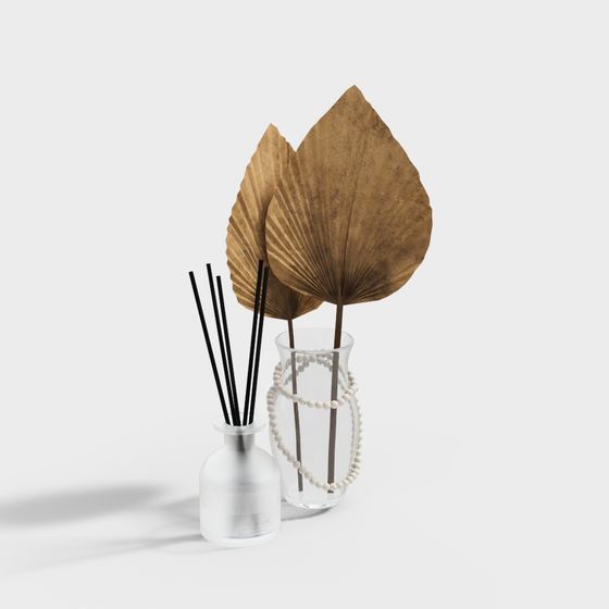 Stylish Low-Poly Dry Leaf Aroma Bottle 3D model