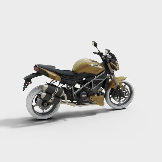 Stylish Low-Poly Motorcycle 3D Model