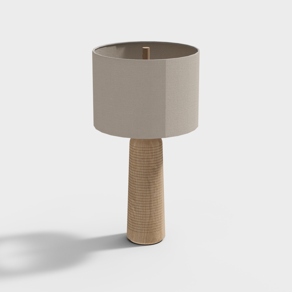 Modern Minimalist Table Lamp 3D Model – Wooden Base