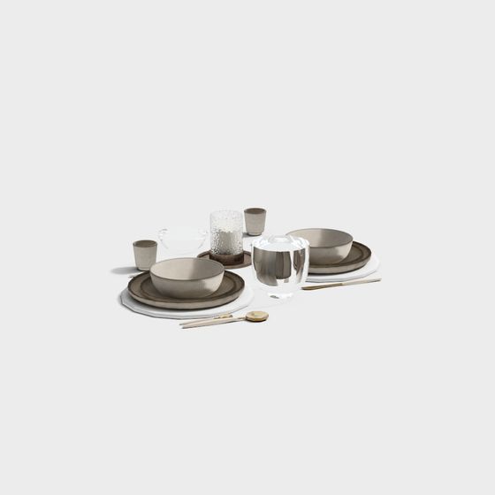 Minimalist Dining Set 3D model for Creative Projects