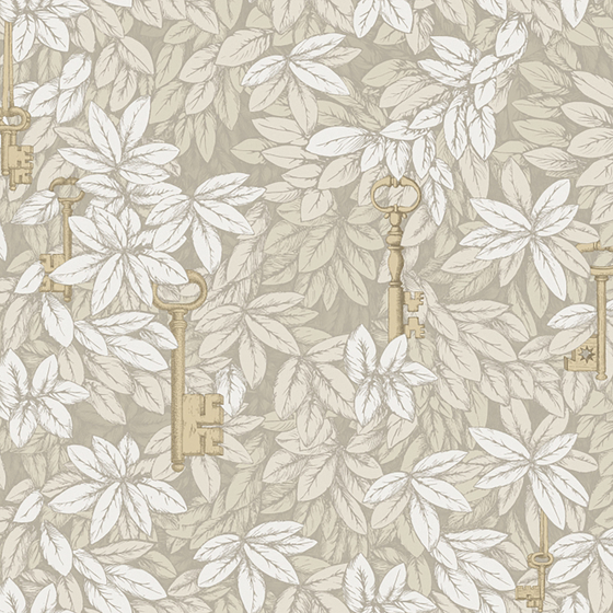 Garden American Floral Wallpaper 3D Model 500x500 in Beige
