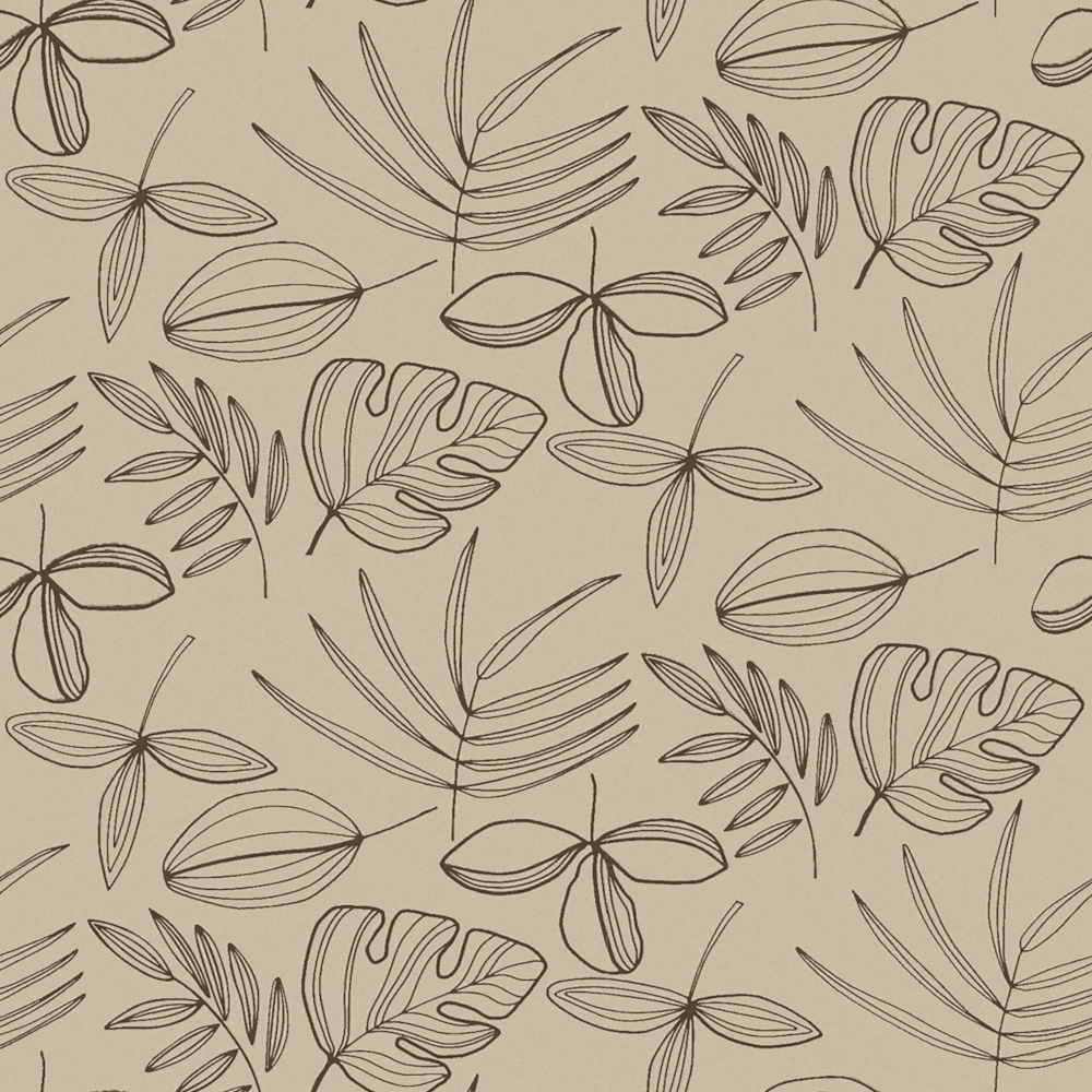 Modern Simple Plant Print Wallpaper 3D Model in Beige