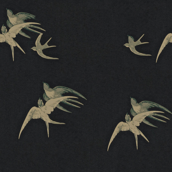 Chic Black New Chinese Swallow Pattern Wallpaper 3D Model