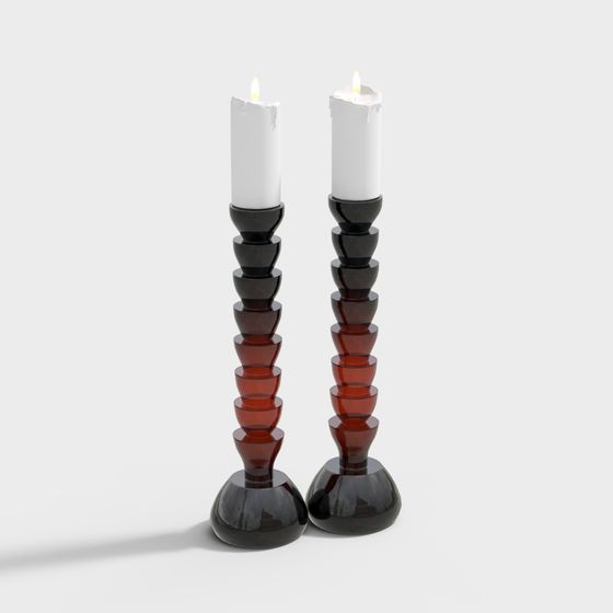 Elegant Black and Red Candle Holder 3D model