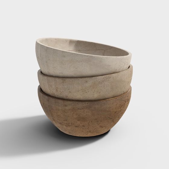 Stacked Bowl Set 3D model for Modern Homes