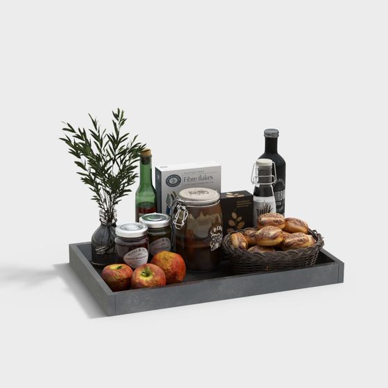 Modern Tray for Food 3D Model in Gray