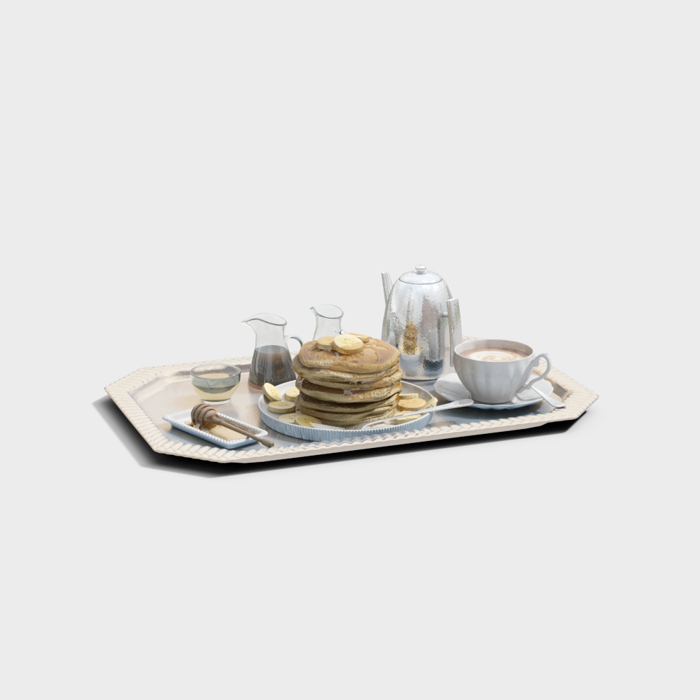 Cozy Breakfast Scene 3D Model – Low-Poly Morning Elements