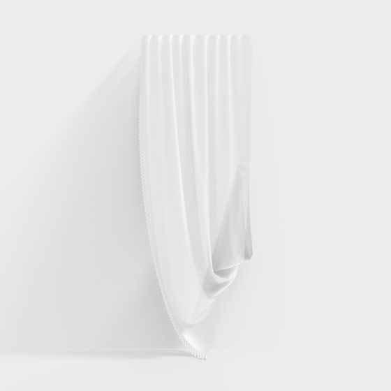 Elegant Modern Gauze Curtain 3D Model in White