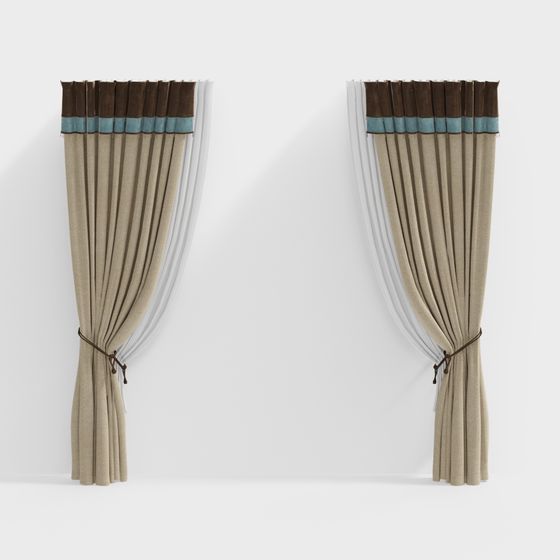 Stylish Beige Curtain 3D Model for Contemporary Spaces