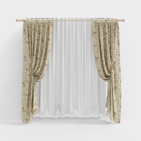 Vintage Curtain 3D model for Interior Design