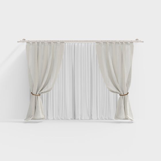 Stylish Low-Polygon Curtain 3D model for Interiors
