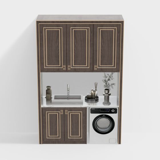 Stylish Laundry Cabinet 3D model for Contemporary Spaces