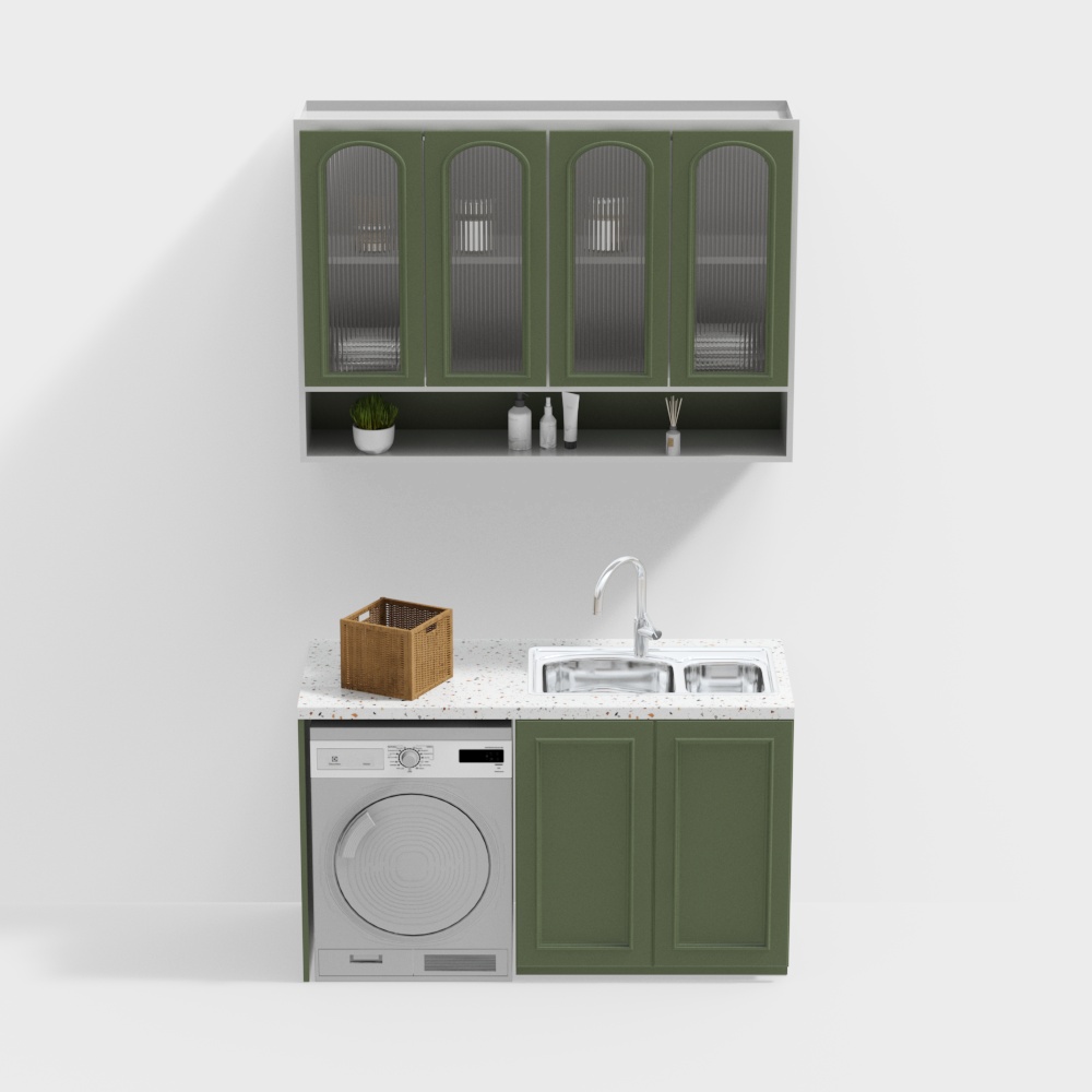 French balcony laundry cabinet