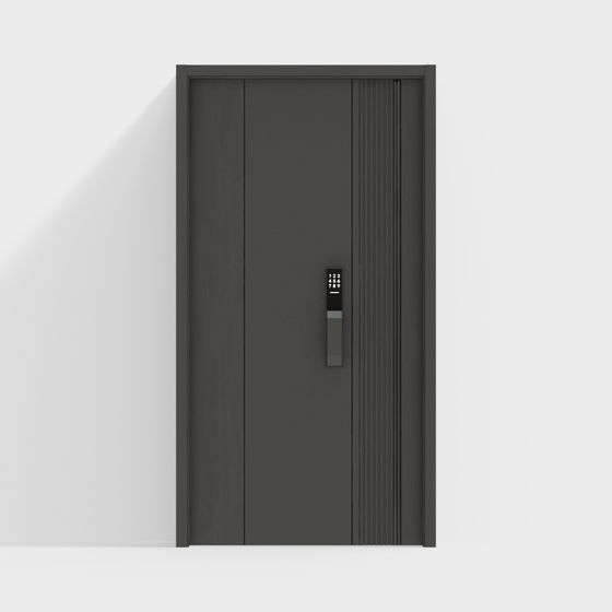 Modern Minimalist Grey Metal Door 3D model