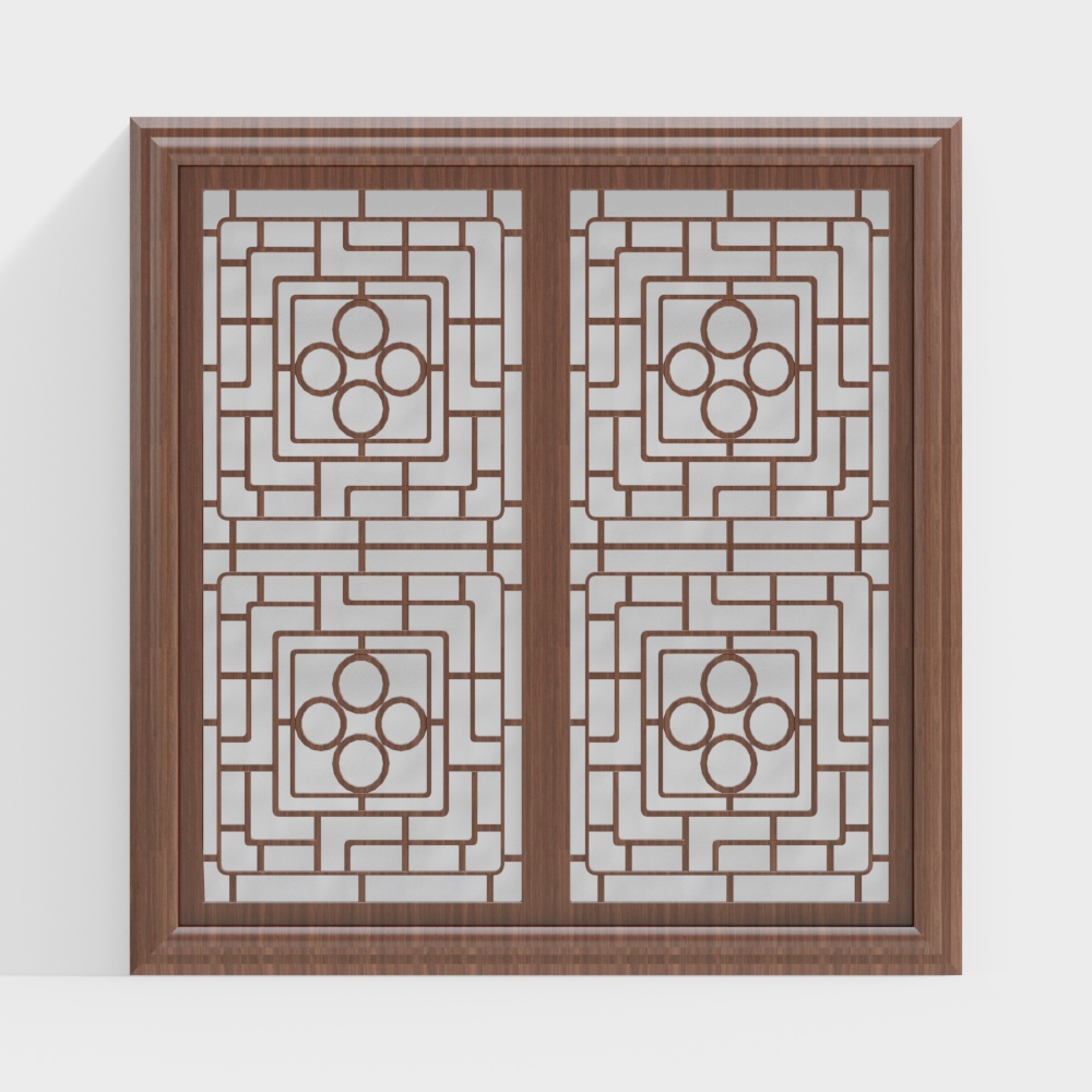 Lattice Door 3D Model – Wooden Geometric Pattern