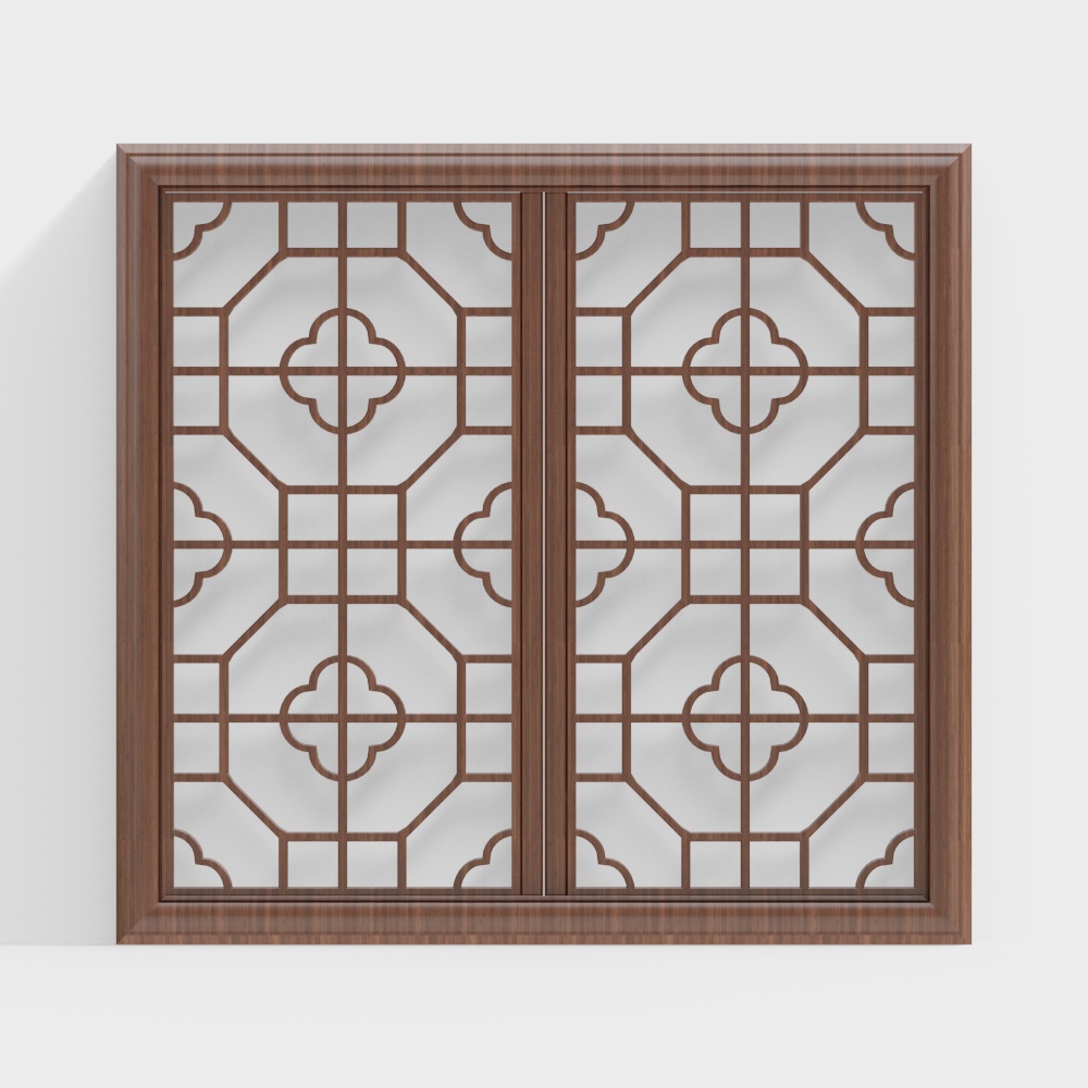 Classic Low Poly Window 3D Model – Wooden Design