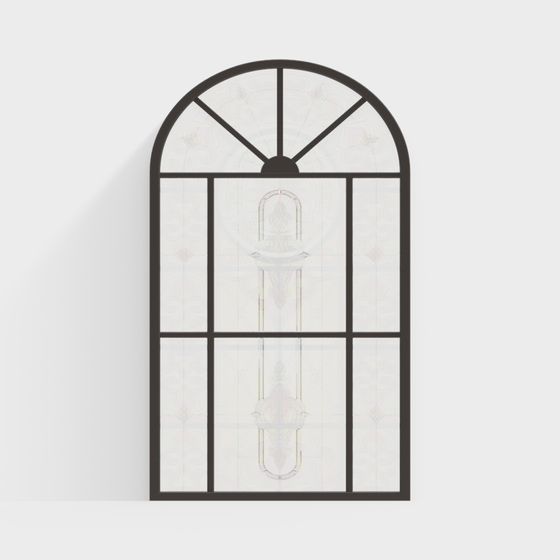 French Vintage Windows 3D Model in Black for Decorative Spaces