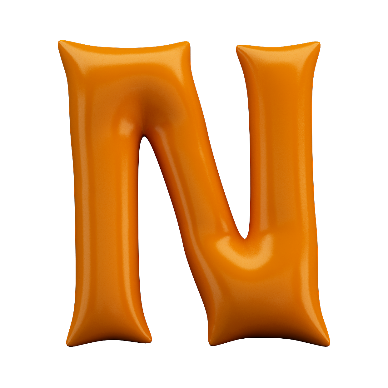 Low-Poly Letter 'N' 3D Model – Golden Texture
