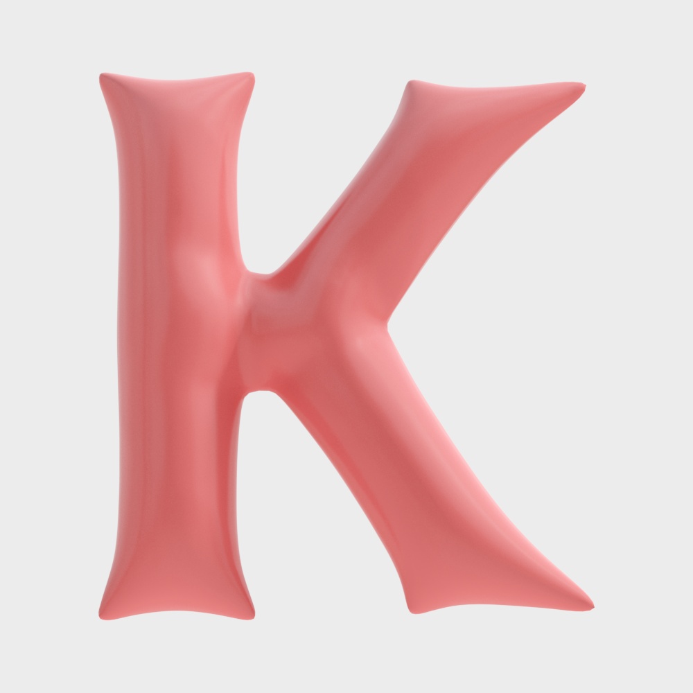 Charming K Letter 3D Model in Low Poly Design